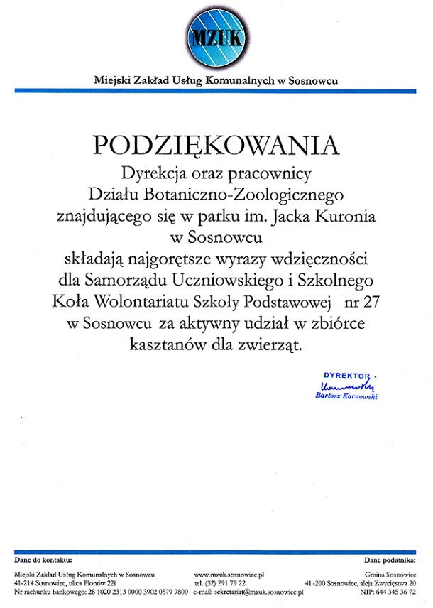 podziękowanie